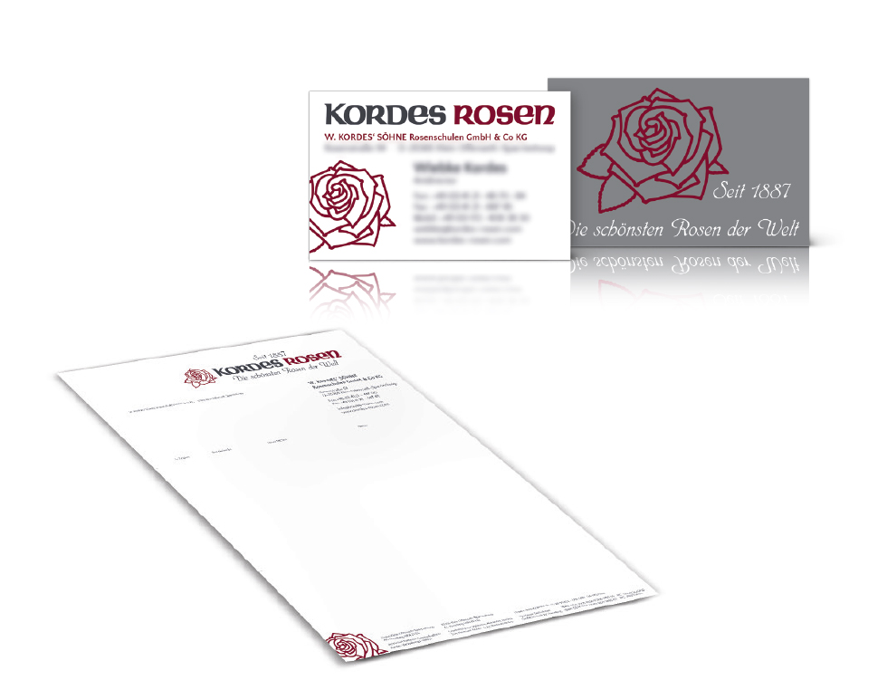 W. Kordes' Söhne Rosenschulen Briefbogen und Visitenkarte